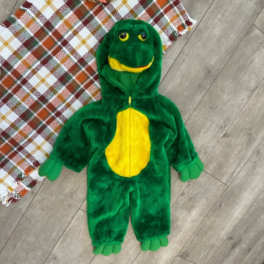 Vintage Frog Toddler Halloween Costume Chrisha Playful Plush Sz 2-4T Head Hood - Picture 7 of 16